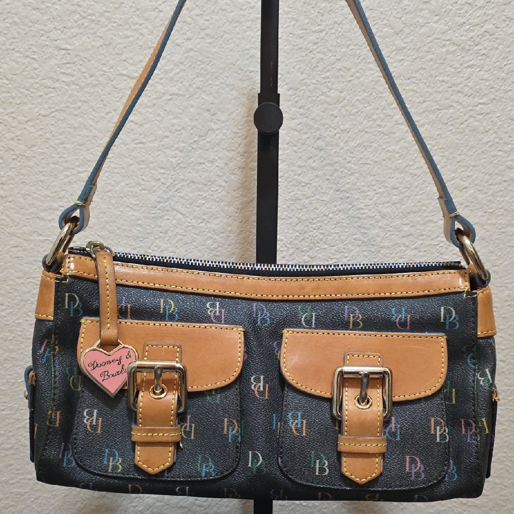 Dooney & Bourke Black and Tan Monogram Shoulder Bag